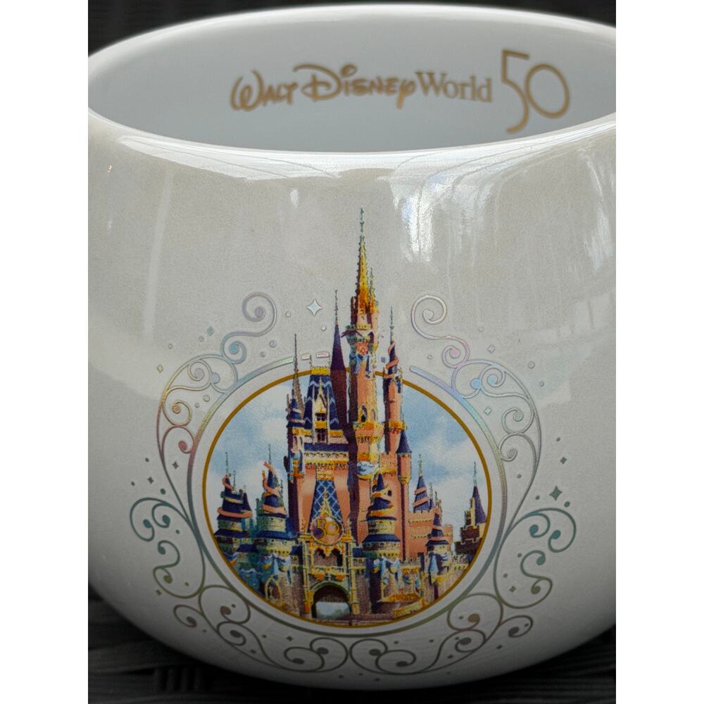 Walt Disney World 50th Anniversary Coffee Cup Mugs Stoneware - Gold Trim Set 6 - Picture 5 of 9